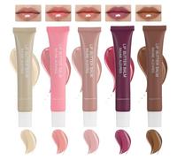 5 Colori Lucidalabbra Balsamo Labbra, Hydrating Lip Gloss Rimpolpante, Nude Colors Lip Oil Volumizzante Gonfia Gloss Labbra, Tinted Lip Glow Oil Lip Care & Repair Lip Mask