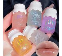 5 colori Shimmer Lip Gloss Set Mrettick Hydrating Lip Glow Oil Cute Hydrating Colored Lip Transparent Balm Set