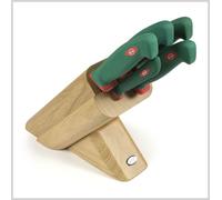 Sanelli 931605 Ceppo Coltelli Leck, Legno, Verde/Rosso, 5 unità