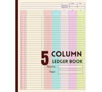 5 Column Ledger Book: Colorful Accounting & Bookkeeping Notebook |Columnar Analysis Account Pad for Small Businesses and Personal Finance| Horizontal Layout