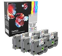 5 Compatibili Cassettes TZe-241 TZ-241 nero su bianco 18mm x 8m Nastri laminati per Brother P-Touch PT-2030VP 2430PC 3600 9600 D400 D450VP D600VP E300VP E550WVP H300 H500 P700 P750W Etichettatrici