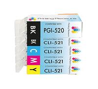 5 Compatibili PGI-520 CLI-521 Cartucce d'inchiostro per Canon Pixma MP540 MP540x MP550 MP560 MP620 MP620b MP630 MP640 MP980 MP990 MX860 MX870 iP3600 iP3680 iP4600 iP4680 iP4700 - Alta Capacità