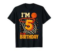 5° compleanno Basketball I'm Five Birthday Party Design Maglietta