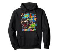5° Compleanno Boy Ninja Blocks Master Builder Kids Felpa con Cappuccio