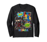 5° Compleanno Boy Ninja Blocks Master Builder Kids Maglia a Manica