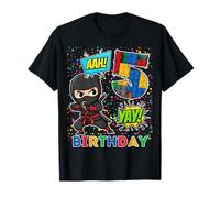 5° Compleanno Boy Ninja Blocks Master Builder Kids Maglietta