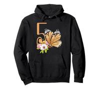 5° compleanno farfalla festa ragazze arancione floreale Kids Five 5 Felpa con Cappuccio