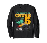 5° Compleanno Monster Truck Dino 5 Anni Bday Maglia a Manica
