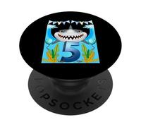 5° compleanno Ragazzi Squalo 5 anni Ragazzi Ocean Sharks B-day PopSockets PopGrip Adesivo