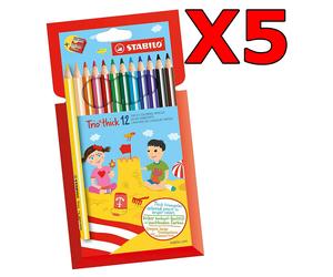 5 Confezioni da 12 Pastelli Colorati Stabilo Trio Thick con Sezione Triangolare