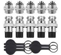 5 connettori per aviazione GX16 a 3 poli, filettatura da 16 mm, in metallo, 5 A, maschio, femmina, con cappuccio in gomma