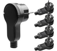 5 connettori Schuko piatti, 250 V, 16 A, spina piatta Schuko con manico pieghevole e protezione antipiega, spina di protezione per cavi fino a 3 x 1,5 mm², colore nero