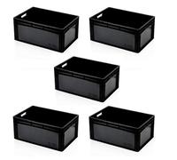 5 contenitori Eurobox 60 x 40 x 27 mm, colore nero, Eurobox 60 x 40 x 27 Euro Box contenitore impilabile