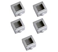 5 Contenitori grigi da parete per moduli, compatibile con BTicino Matix, 2 moduli, da interno, Scatola per impianto elettrico, tecnopolimero ad alta resistenza, per pulsanti, prese, interruttori