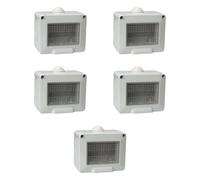 5 Contenitori grigi da parete per moduli, compatibile con Vimar Plana, 3 moduli, IP55 da esterno, Scatola per impianto elettrico, tecnopolimero ad alta resistenza, per pulsanti, prese, interruttori