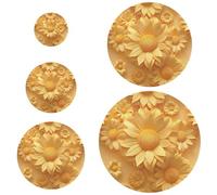 5 coperchi elastici in 5 dimensioni per conservare alimenti, frutta, cibo, avanzi, impasto, pane, a lievitazione floreale 3D, girasole giallo mandorla