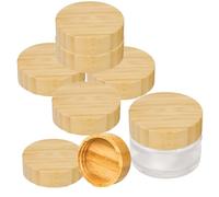5 coperchi in bambù da 40 mm, coperchio in legno naturale, rotondi, in bambù, tappo a vite, tappo a vite, tappi riutilizzabili per contenitori cosmetici, spezie