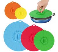 5 coperchi in silicone da 4/6/8/10/30,5 cm, resistenti al calore, con ventosa, per microonde, riutilizzabili, lavabili in lavastoviglie, per forno, frigorifero