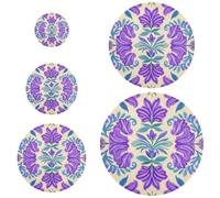 5 coperture elastiche per ciotole riutilizzabili in 5 dimensioni per conservare alimenti, frutta, cibo, avanzi, impasto, pane, a prova di fiori vintage alla moda, blu lavanda, 1