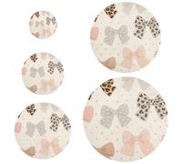5 coperture elastiche riutilizzabili elasticizzate in 5 dimensioni, coperchi per pane, lievito naturale, per lievitazione cibo, frutta, avanzi di colore grigio brunastro leopardato con fiocco