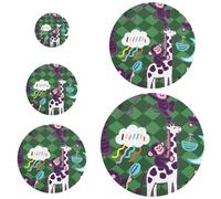 5 coperture elastiche riutilizzabili elasticizzate in 5 dimensioni per conservare alimenti per una freschezza di lunga durata, divertente, giraffa, scimmia, a scacchi, verde