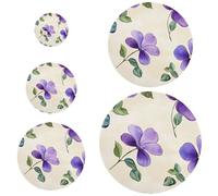 5 coperture elastiche riutilizzabili per ciotole, graziosi fiori viola beige floreali riutilizzabili in 5 dimensioni per conservare alimenti, frutta, cibo, avanzi, impasto, pane a prova di