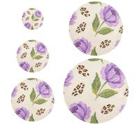 5 coperture per ciotole riutilizzabili in 5 dimensioni per la conservazione degli alimenti per una freschezza di lunga durata marrone leopardato fiori viola