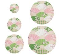 5 coperture per ciotole riutilizzabili lavabili in 5 dimensioni, coperchi per pane, lievitazione di cibo, frutta, avanzi di ventaglio giapponese rosa-verde