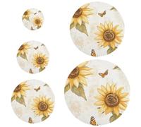 5 coperture per ciotole rustiche con girasole neutro floreale riutilizzabile in 5 dimensioni per conservare alimenti per frutta, cibo, avanzi, impasto, pane a prova di