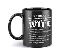5 cose che dovresti sapere su mia moglie, per la tazza da caffè del marito, comoda da tenere in mano, regalo di compleanno per uomini, donne, mogli, mariti, figlie, amici, 11 once