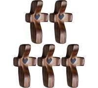 5 Croce in legno Il mio cuore,Palma Crocifisso Fidget,Attraversare il mio cuore Dalla Terra Santa,Crocifissione di legno tascabile,Crocifisso incoraggiante in legno di noce nera,Croce di Gesù per