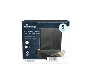 5 custodie Mediarange CD standard jewel case 10mm con tray nero