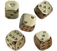 5 dadi a sei lati, cubo a forma di cuore, cubo a sei lati, motivo a cuore in metallo, rotondo a 6 lati, 5 pezzi, gioco da tavolo unico, bere, intrattenimento, 0,51 x 0,51 pollici