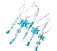 5 decorazioni da appendere in acrilico trasparente a forma di fiocco di neve, con intricato motivo a ghiaccio, per l'uso su alberi di Natale, caminetti e finestre durante le festività natalizie (blu)