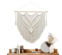 5 decorazioni da parete in stile bohémien, in macramè intrecciato a mano, con nappe bohémien, color crema, corda di cotone, decorazione da parete tessuta a mano per casa, soggiorno, camera da letto