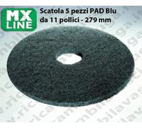 5 Dischi Pad MX LINE Blu da 11 pollici 279 mm, Made in EU per lavapavimenti e mo