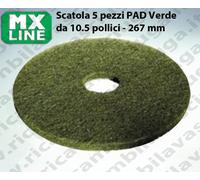 5 Dischi Pad MX LINE Verde da 10,5 pollici 267 mm, Made in EU per lavapavimenti