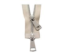 5# Doppi Cursori 60/70/80/90/100/120/150cm Blocco Automatico Metallo Argento Cerniera Accessori Cucito Rosso,100cm Rosso 100cm (Color : Beige)