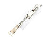 5# Doppi cursori 60/70/80/90/100/120/150cm Chiusura automatica Cerniera in metallo dorato per accessori da cucito per indumenti, Bianco, 60cm