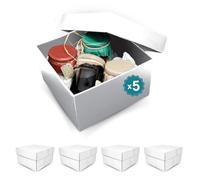 5 Eleganti scatole di cartone bianche per regali 205 x 205 x 120 mm - facili da montare, personalizzabili per tutte le occasioni come matrimoni e giorni speciali come Natale, Halloween