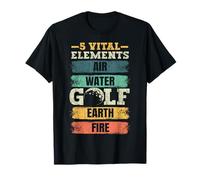 5 Elementi Vitali Aria Acqua Golf Terra Fuoco Golfista Maglietta