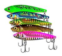 5 esche con lama in metallo - esche da pesca VIB in metallo duro per esche da pesca spigola, 20 g, cucchiai da jigging affondanti, esche rigide, cucchiaini da pesca Spinner Spoon Blade per basso