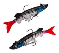 5 esche crankbait in silicone morbido da 9,3 cm, 15 g, con testa piombata e coda a T, per pesca spigola, calamari, testa di serpente in acqua dolce e salata, colore A-E (colore E-nero blu)