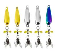 5 esche da pesca a elica in metallo per catturare pesci, falsa mosca 3D, lama rotante con coda fluttuante, per spigola, trota, acqua dolce e acqua salata