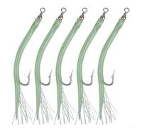 5 esche da pesca per baccalà in acqua salata, con ami spinati per polpo per una cattura efficace (verde 6)