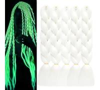 5 extension di capelli colorati pre-stirate che si illuminano al buio, 61 cm, per trecce luminose, per bambini, ragazze, donne, per Halloween