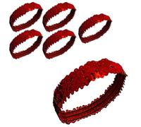 5 fasce elastiche con paillettes rosse glitterate per adulti, fitness, feste, prestazioni