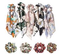 5 fasce per capelli, 4 fasce in chiffon con motivo floreale, elastiche, per coda di cavallo, capello accessori alla moda per donne e ragazze
