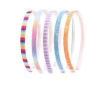 5 fasce per capelli luccicanti - accessori per capelli colorati antiscivolo - Design carino con effetto coriandoli arcobaleno - Ideale per bambine occasioni festive