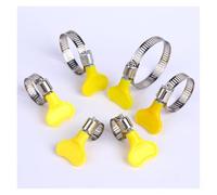 5 fascette stringitubo a mano con manico giallo, 8-44 mm, regolabili, in acciaio inox, a sgancio rapido, clip in plastica per tubo dell'acqua e aria, nessun attrezzo necessario (32-44 mm)
